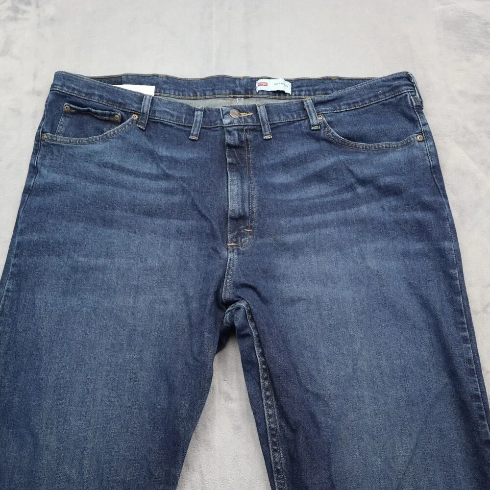 Wrangler Jeans Pants Mens 44x29 Blue High Waist Relaxed Fit Straight Cut Denim